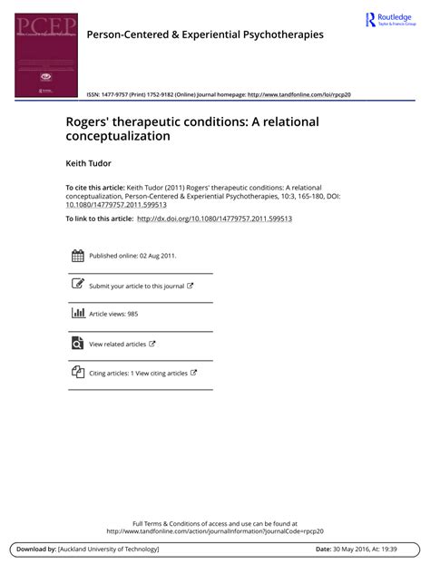 Rogers' therapeutic conditions: A relational conceptualization